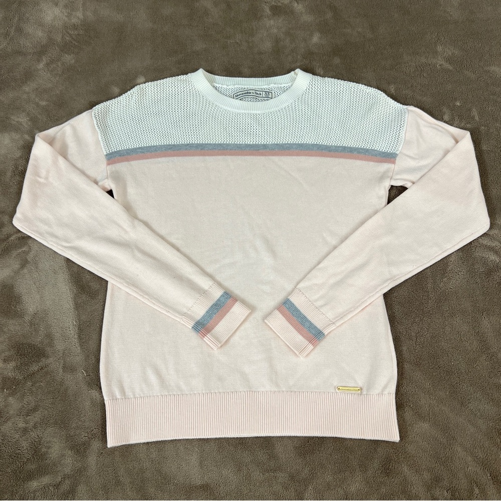 Abercrombie&Fitch WomenPullover Crewneck Sweater Mesh Upper Slim Fit Pink XS Y2K